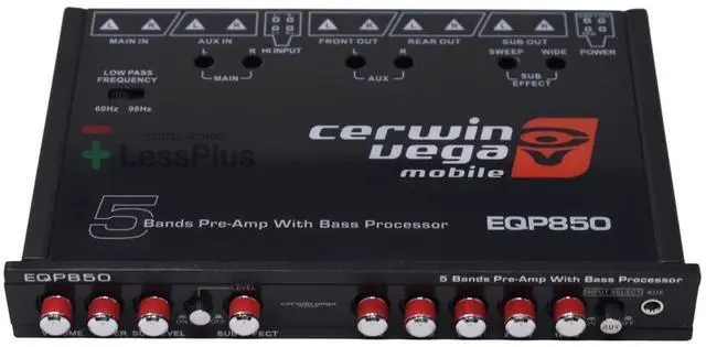 Alt view image 3 of 4 - Cerwin Vega 5-Band Pre-Amp Equalizer with Built-in Bass Processor - Ultimate Car Audio System Accessory, High-Level Input, Subwoofer Level Control, Selectable Low Pass Filter, Auxiliary Input EQP850