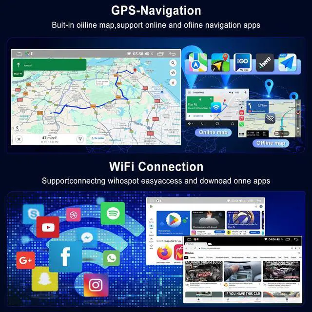 Alt view image 5 of 6 - 4G+64GGB 9" Car Radio for Dodge RAM 2003 2004 2005 with Wireless Carplay Android Auto GPS Navigation Bluetooth FM WiFi SWC Android 15
