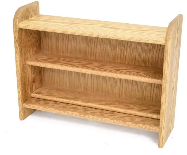 Main image of Hill 02 Solid Oak Storage Cabinets 3-Shelf Media Organizer, Real Wood Media & Display Shelves, Handcrafted in the USA - Unfinished (18.25")