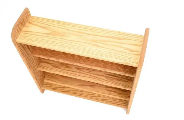 Alt view image 6 of 6 - Hill 02 Solid Oak Storage Cabinets 3-Shelf Media Organizer, Real Wood Media & Display Shelves, Handcrafted in the USA - Honey (24.13")