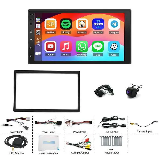 Alt view image 6 of 6 - Car Radio for 2001 2002 2003 2004 2005 2006 2007 2008 2009 2010 2011 2013 2014 2015 Nissan Frontier with Wireless Carplay Android Auto Bluetooth Touchscreen Stereo GPS/SWC/FM