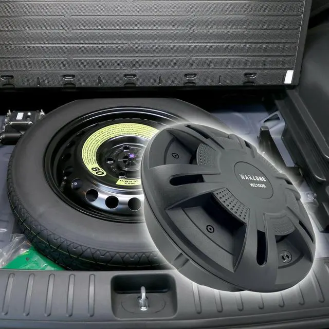 Alt view image 2 of 6 - Warzone WZ10US 10" Pro Audio Active Compact Spare Tire Slim Aluminum 1000 Watts 2 Ohm Subwoofer Powerful Loud Speaker with Bass Volume Control Knob