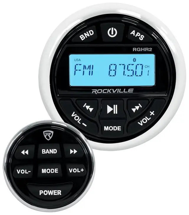 Alt view image 2 of 6 - RGHR2 Bundle: 1 Marine Gauge Hole Receiver w/Bluetooth, USB, AM/FM + (1) Pair RWB70B 6.5" Marine Wakeboard 360° Swivel Tower Speakers, Waterproof, 2-Piece