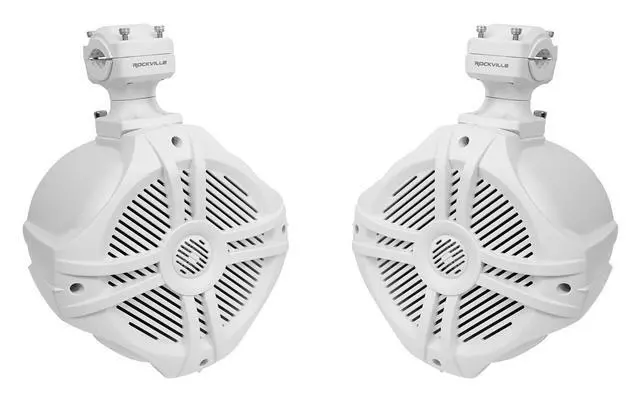 Alt view image 2 of 6 - RWB70W Bundle: Pair 6.5-in 250-Watt Peak/150-Watt RMS per Speaker 360° Swivel White Marine Wakeboard Tower Speakers, Pair RWBC Neoprene Covers for 6.5-in Speakers, 2-Items