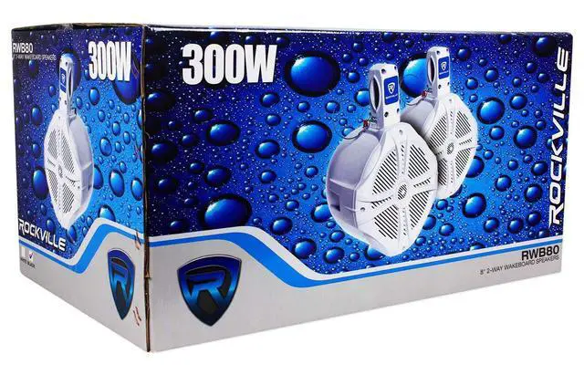 Alt view image 6 of 6 - Marine Bundle: (2) RWB80B 8" 600-Watt 2-Way Wakeboard Tower Speakers, Weather-Resistant, (2) RWBC80 Neoprene Covers, Protective, Durable, 4-Items