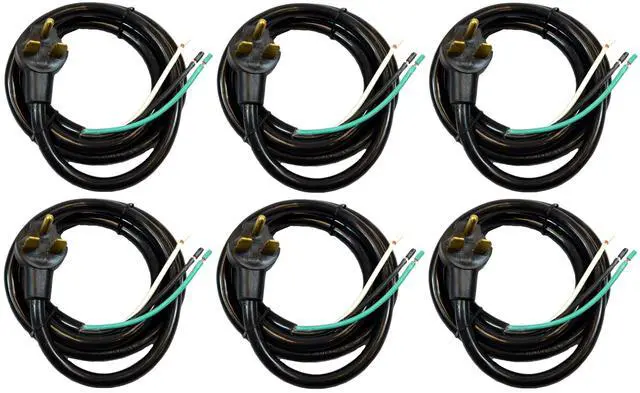 Main image of NEMA 6-30P to Roj 6 10-Gauge 3-Wire Appliance and Power Tool Cords | 6-Pack | 8 Feet | Replacement SJTW Power Cord with Open End