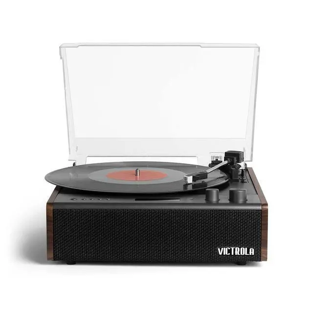Alt view image 4 of 6 - Eastwood Signature Bluetooth Record Player 3-Speed Turntable, Built-in Speakers, Premium MM Cartridge, Vinyl Stream for Wireless Streaming, Removable Dust Cover, (Espresso)