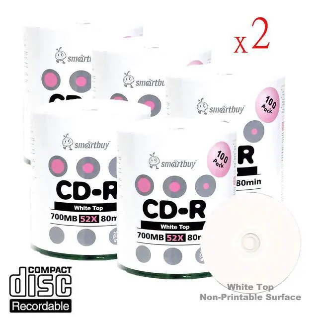 Alt view image 2 of 4 - 700mb/80min 52x CD-R White Top Blank Data Record Disc (1000-Disc) | Full White Surface, Non-Printable, Marker Writable, OEM packaging - Plastic Shrink Wrap