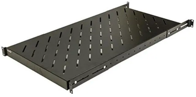 Main image of 1U 19-Inch Fixed 4-Post Rack Mount Server Shelf with Adjustable Depth from 18-42 Inch Black
