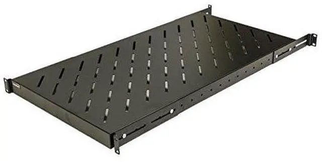 Alt view image 2 of 6 - 1U 19-Inch Fixed 4-Post Rack Mount Server Shelf with Adjustable Depth from 18-42 Inch Black