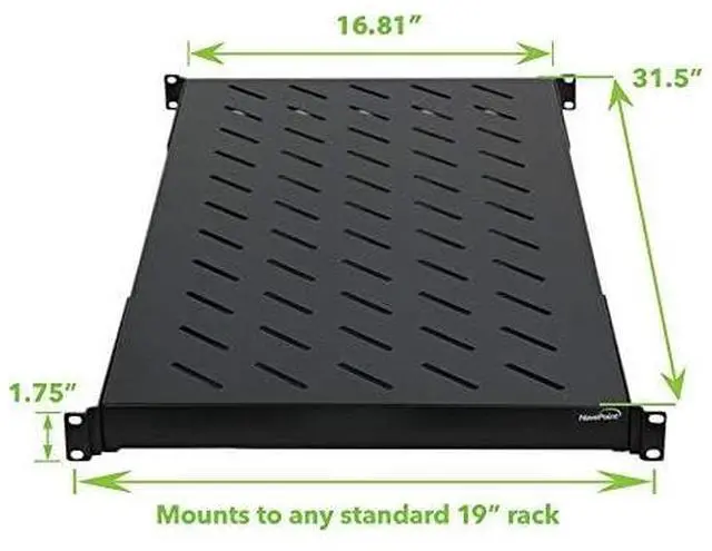 Alt view image 3 of 6 - 1U 19-Inch Fixed 4-Post Rack Mount Server Shelf with Adjustable Depth from 18-42 Inch Black