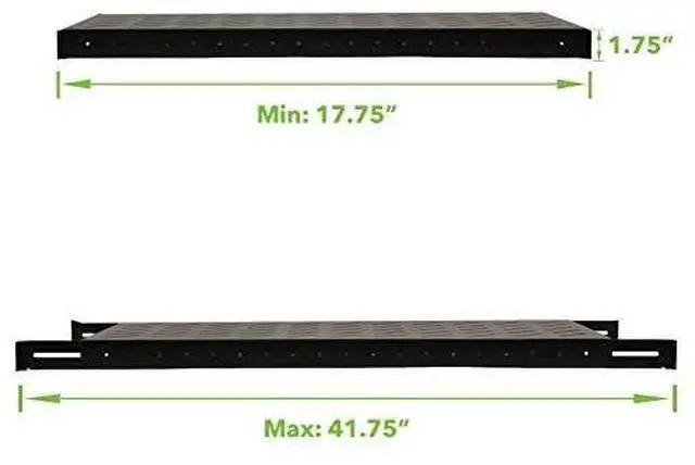 Alt view image 4 of 6 - 1U 19-Inch Fixed 4-Post Rack Mount Server Shelf with Adjustable Depth from 18-42 Inch Black
