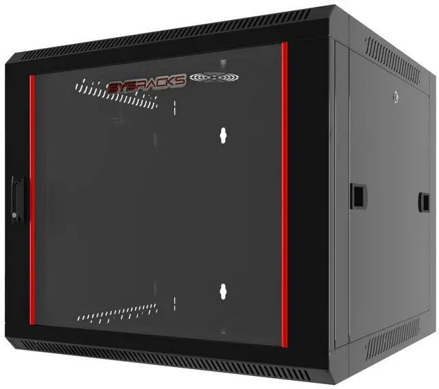 Main image of 9U Wall Mount Home Lab Server Rack 19" Locking Network Cabinet, 24" Deep Empty Rack Enclosure for Routers, NAS, Switches and Home Network Equipment