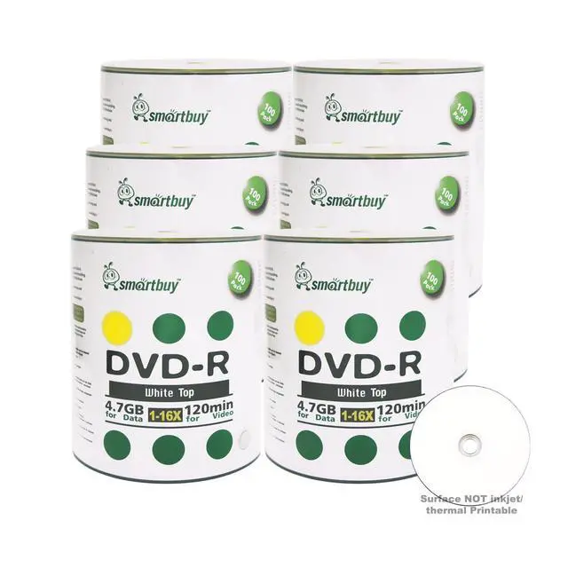 Alt view image 2 of 3 - 4.7gb/120min 16x DVD-R White Top Blank Data Video Recordable Media Disc (600-Disc)