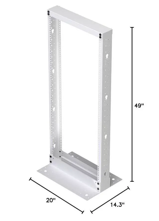 Alt view image 6 of 6 - 25U 2 Post Rack Open Frame Server Rack for 19 Inch Equipment, AV, Networking, Data & IT Devices, 2-Post Rack 25U 881lbs Weight Capacity, White