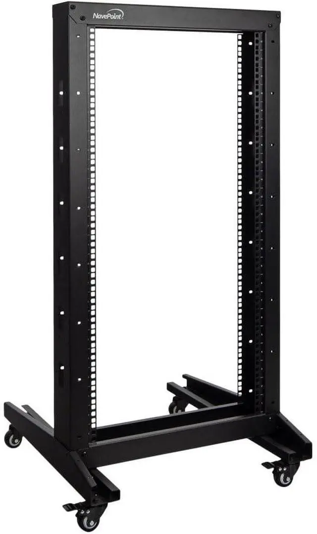 Main image of 22U 2 Post Open Frame Server Rack with Casters for 19 Inch Equipment, Networking, and IT Devices, 2-Post Rack 330lbs Weight Capacity, Black