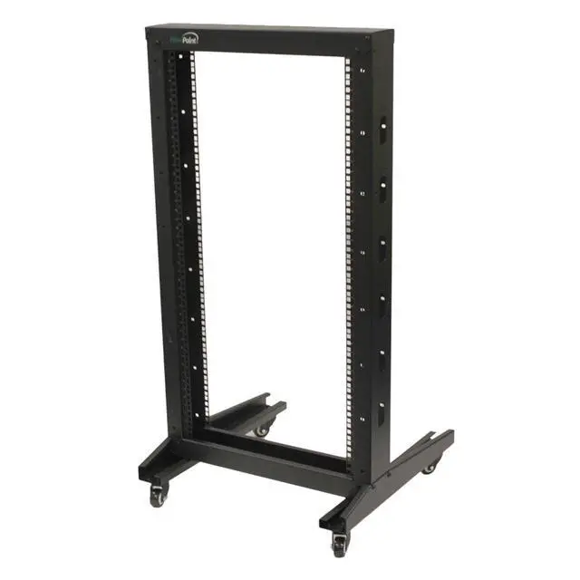 Alt view image 2 of 5 - 22U 2 Post Open Frame Server Rack with Casters for 19 Inch Equipment, Networking, and IT Devices, 2-Post Rack 330lbs Weight Capacity, Black