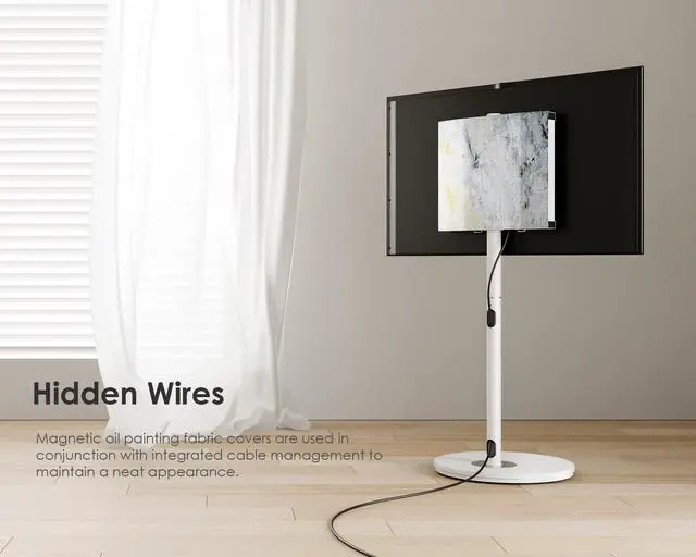 Alt view image 4 of 6 - Mobile Rolling TV Cart for 32-65 Inches Television, Modern Corner TV Floor Stand on Wheels Fits Max VESA 400x400mm, V2 Portable Smart Television Cart, White, Master Series