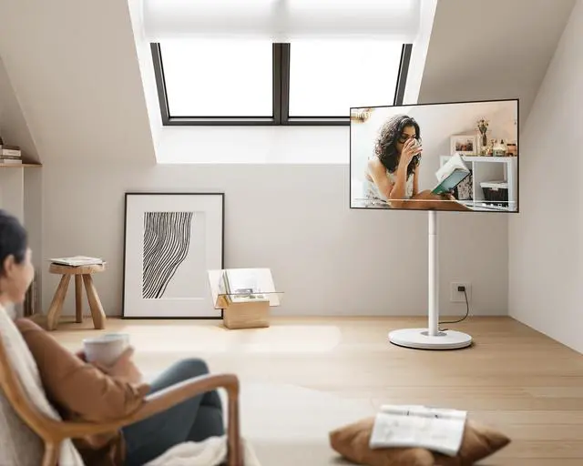 Alt view image 6 of 6 - Mobile Rolling TV Cart for 32-65 Inches Television, Modern Corner TV Floor Stand on Wheels Fits Max VESA 400x400mm, V2 Portable Smart Television Cart, White, Master Series