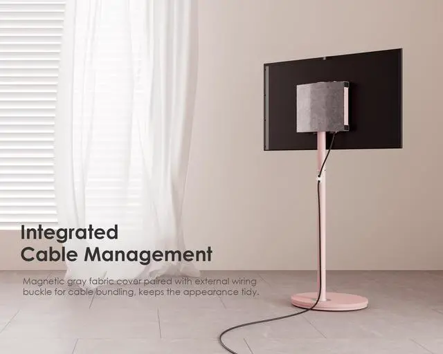 Alt view image 4 of 6 - Small Rolling TV Cart for 24-48 Inches Television, Minimalist Modern TV Floor Stand on Wheels Fits Max VESA 200x200mm, V2 Portable Smart Television Stands, Pink, Master Series