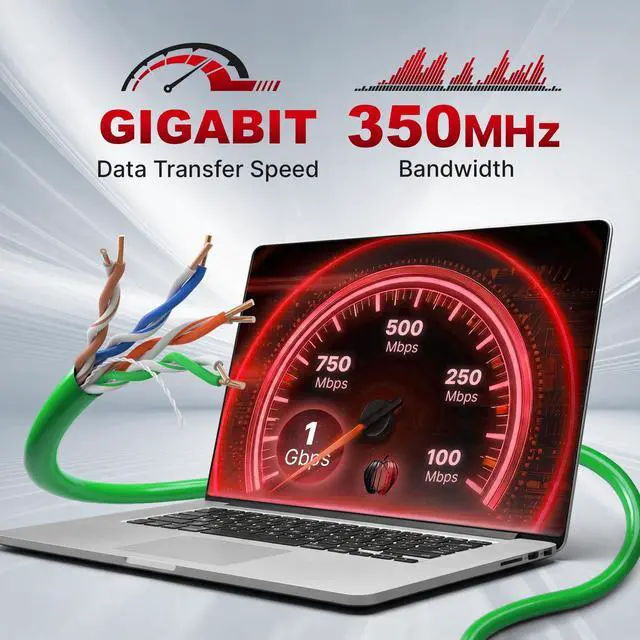 Alt view image 2 of 6 - Plenum Ethernet Cable 1000ft, Bulk Cat5e Cable (CMP) Gigabit Solid Network Wire, 350MHz Cat5e Ethernet Cord, Unshielded Twisted Pair (UTP) - Green