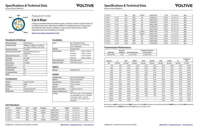 Alt view image 6 of 6 - Cat6 Ethernet Cable, Riser (CMR), Yellow, 1000ft - 23AWG 4 Pair Solid Bare Copper, UTP, 600MHz, UL Certified & ETL Verified - V-1232-12