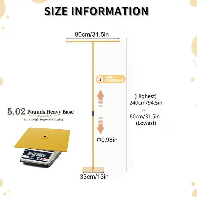 Alt view image 5 of 6 - 4pcs Adjustable Backdrop Stand for Wedding, Party, Events, Metal T-Shape Stand for Birthday, Baby Shower, Background Support, Photo Booth Decor, Gold (Adjustable Height from 2.62FT to 7.87FT)