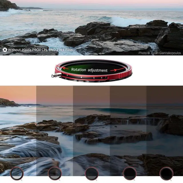 Alt view image 4 of 6 - 82mm Pro II Multi-Coating Circular Polarizer + Variable Neutral Density SLR Camera Lens Filter Waterproof Scratch Resistant Nano-Coating CPL + VND (2 in 1)
