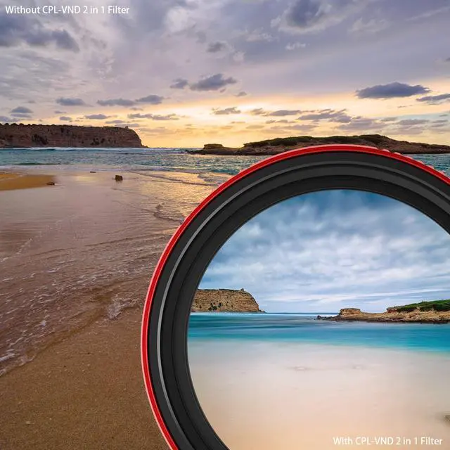 Alt view image 6 of 6 - 82mm Pro II Multi-Coating Circular Polarizer + Variable Neutral Density SLR Camera Lens Filter Waterproof Scratch Resistant Nano-Coating CPL + VND (2 in 1)
