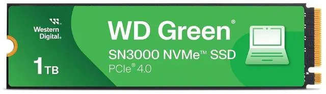 Main image of 1TB WD Green SN3000 NVMe Internal SSD - Solid State Drive - Gen4 PCIe, M.2 2280, Up to 5,000 MB/s - WDS100T4G0E