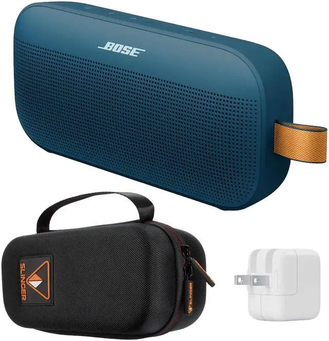 Main image of SoundLink Flex Portable Bluetooth Speaker (2nd Gen), Outdoor Speaker with Hi-Fi Audio, Up to 12 Hours Battery, Waterproof and Dustproof, + Slinger Hard Travel Case & USB Plug (Twilight Blue)