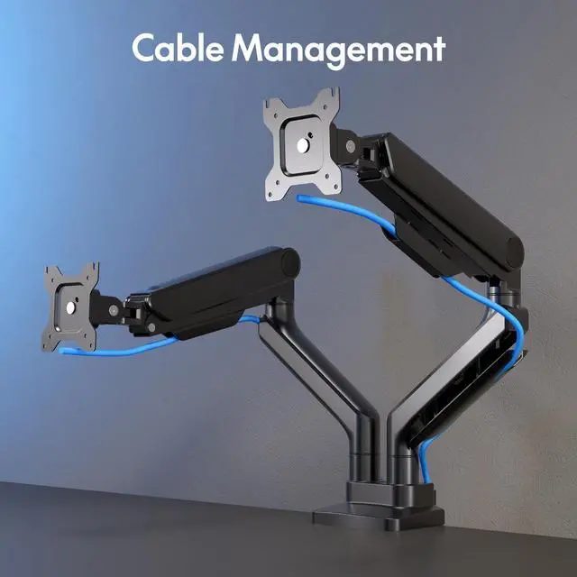 Alt view image 5 of 6 - Monitor Stand, Heavy Duty Dual Monitor Arm for Ultrawide Screen up to 39" and 44 Lbs, Adjustable Gas Spring Arm with C Clamp & Grommet Base for Gaming Office, 75/100 VESA Mount, Black