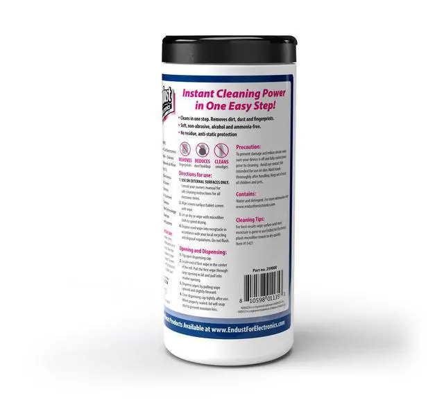 Alt view image 5 of 6 - For Electronics; Multi-Surface, Anti-Static, Electronics Cleaning Wipes; Alcohol & Ammonia Free; 12 Pack of 70 Wipes per Container (259000P12)