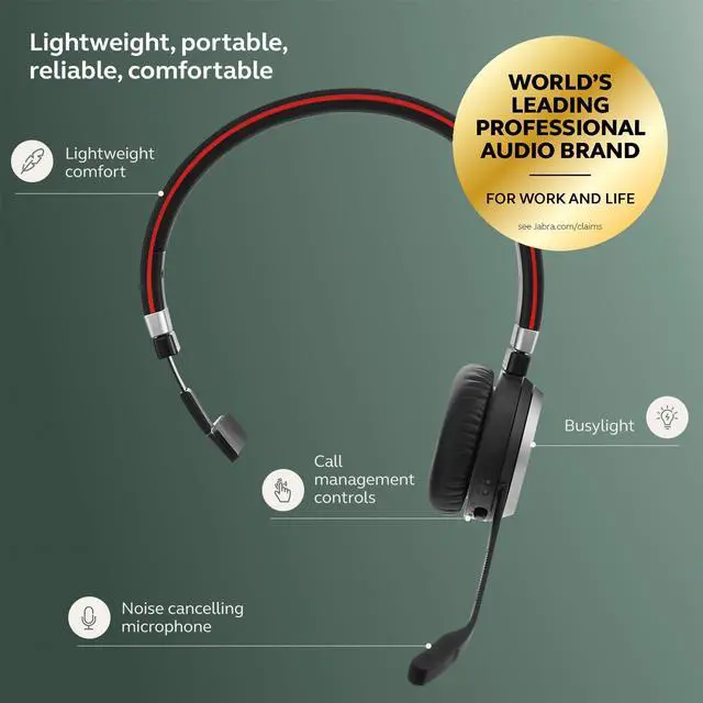 Alt view image 3 of 6 - Evolve 65 SE Mono Wireless Headset - Bluetooth Headset with Noise-Cancelling Microphone, Long-Lasting Battery, and Dual Connectivity - MS Teams Certified, Works with All Other Platforms - Black