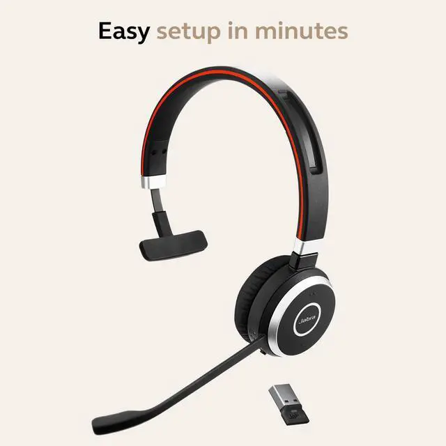 Alt view image 6 of 6 - Evolve 65 SE Mono Wireless Headset - Bluetooth Headset with Noise-Cancelling Microphone, Long-Lasting Battery, and Dual Connectivity - MS Teams Certified, Works with All Other Platforms - Black