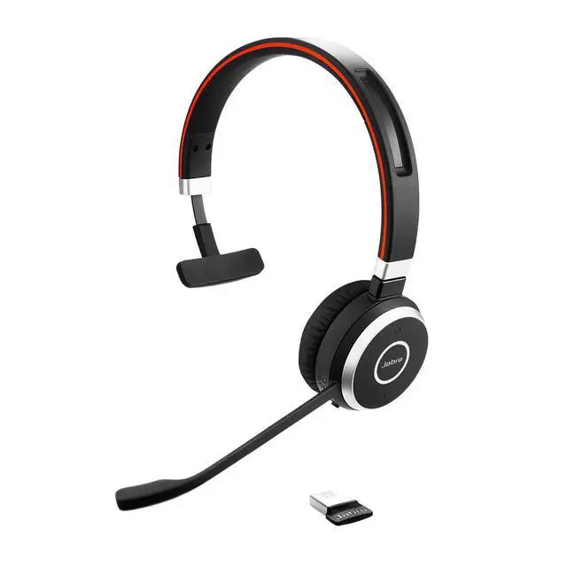 Alt view image 5 of 6 - Evolve 65 SE Stereo Wireless Headset - Bluetooth Headset with Noise-Cancelling Microphone, Long-Lasting Battery, and Charging Stand - MS Teams Certified, Works with All Other Platforms - Black
