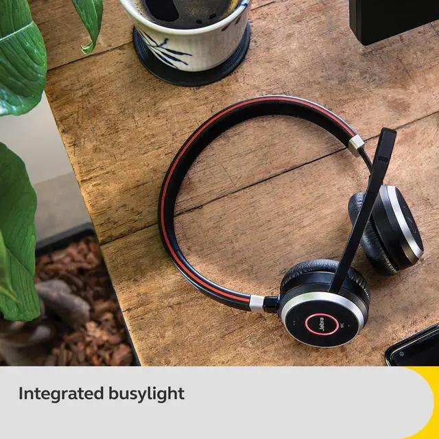 Alt view image 4 of 6 - Evolve 65 SE Link380a UC Stereo Stand- Bluetooth Headset with Noise-Cancelling Microphone, Long-Lasting Battery and Dual Connectivity - Works with All Other Platforms - Black