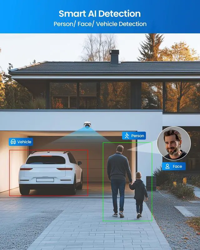 Alt view image 4 of 6 - 4K PoE Security Camera System, 4pcs 8MP Weatherproof Indoor Outdoor Bullet Cameras with Person Vehicle Detection, 100ft Night Vision, 4K/8MP 8CH NVR with 2TB HDD for 24/7 Video & Audio Recording