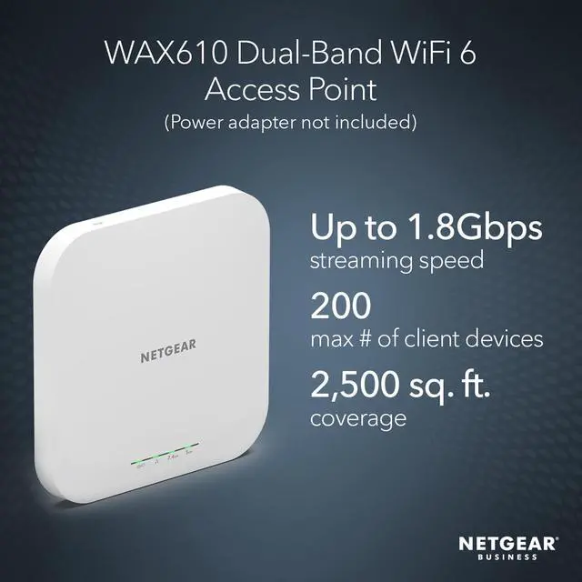 Alt view image 3 of 6 - Cloud Managed Wireless Access Point (WAX610) - WiFi 6 Dual-Band AX1800 Speed | Up to 200 Client Devices | 802.11ax | Insight Remote Management | PoE+ Powered or AC Adapter (not Included)