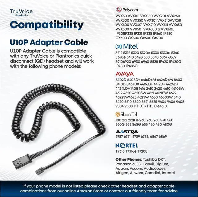 Alt view image 2 of 6 - HD-750 Premium Office/Call Center Headset with Noise Canceling Microphone - Compatible with Mitel, Nortel, Avaya, Poly, Polycom, Shoretel, Aastra, Digium, ESI and Fanvil Desk Phones