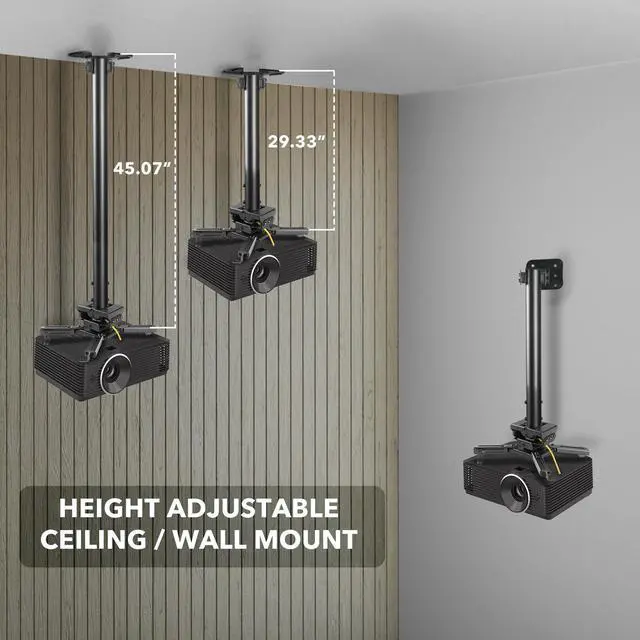 Alt view image 2 of 6 - PRO Heavy Duty Projector Ceiling Mount, Commercial Grade, 77 lb Capacity, 29.345.1 in Extension, Full Motion, Universal Ceiling Projector Bracket