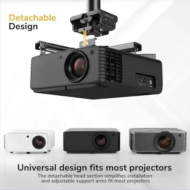 Alt view image 3 of 6 - PRO Heavy Duty Projector Ceiling Mount, Commercial Grade, 77 lb Capacity, 29.345.1 in Extension, Full Motion, Universal Ceiling Projector Bracket