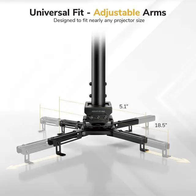 Alt view image 4 of 6 - PRO Heavy Duty Projector Ceiling Mount, Commercial Grade, 77 lb Capacity, 29.345.1 in Extension, Full Motion, Universal Ceiling Projector Bracket