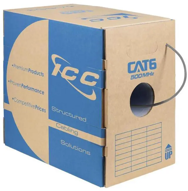 Main image of Cat6 CMR Riser 1000ft - UTP 23AWG, 100% Solid Pure Copper, Unshielded, Bulk Ethernet Cable, PoE++, 500MHz, Reelex Pull Box, UL Certified, RoHS, TAA and NEC Compliant, Gray