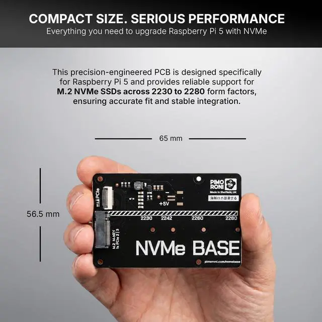 Alt view image 4 of 5 - NVMe Base for Raspberry Pi 5 M.2 HAT PCIe Extension Board (M.2 2230 to 2280 Supported) (1 TB)