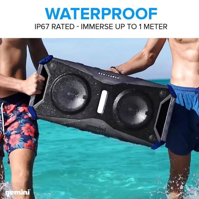 Alt view image 2 of 6 - Sound SoundSplash 400W Floating Waterproof Wireless Bluetooth Speaker, LED Light Show, Dual 8 Woofers & NFC Pairing - Perfect for Pool Parties, Beach, Travel & Home Fun (Gray/Blue)