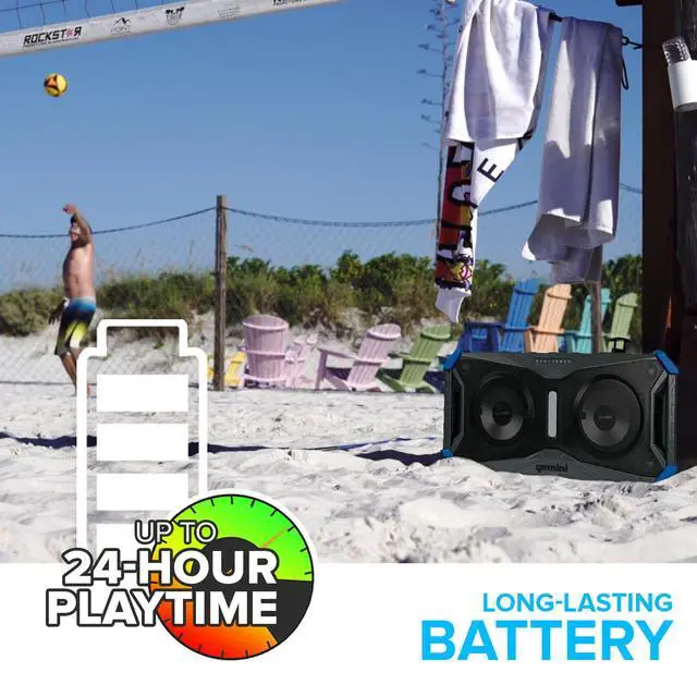 Alt view image 3 of 6 - Sound SoundSplash 400W Floating Waterproof Wireless Bluetooth Speaker, LED Light Show, Dual 8 Woofers & NFC Pairing - Perfect for Pool Parties, Beach, Travel & Home Fun (Gray/Blue)