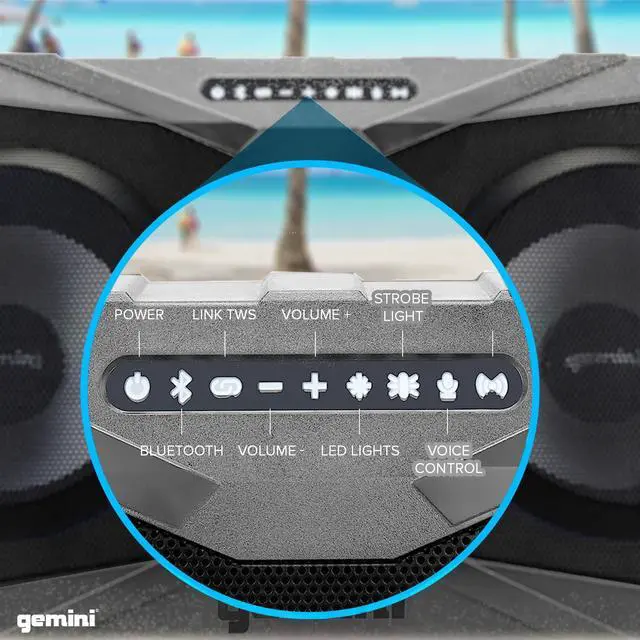 Alt view image 6 of 6 - Sound SoundSplash 400W Floating Waterproof Wireless Bluetooth Speaker, LED Light Show, Dual 8 Woofers & NFC Pairing - Perfect for Pool Parties, Beach, Travel & Home Fun (Gray/Blue)