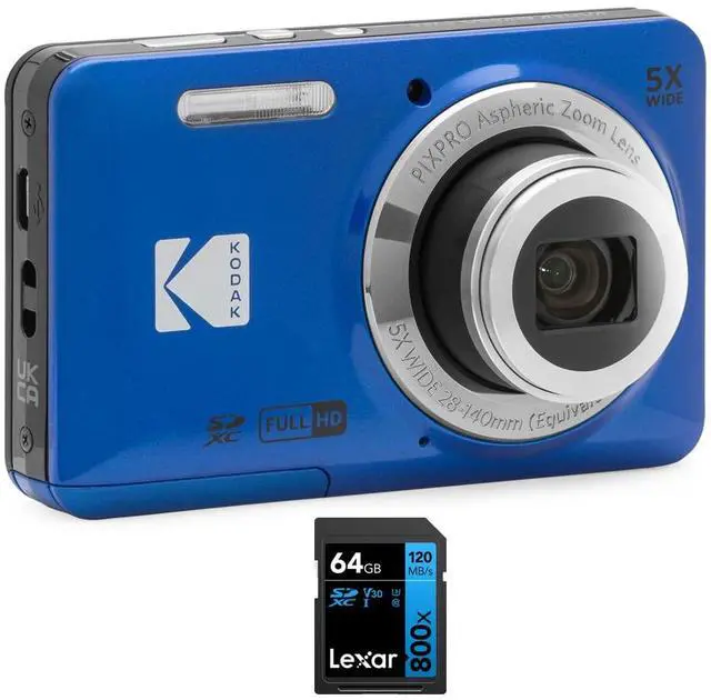 Main image of FZ55BL PIXPRO Digital Camera Blue Bundle with Lexar 64GB High-Performance 800x UHS-I SDHC Memory Card Blue Series
