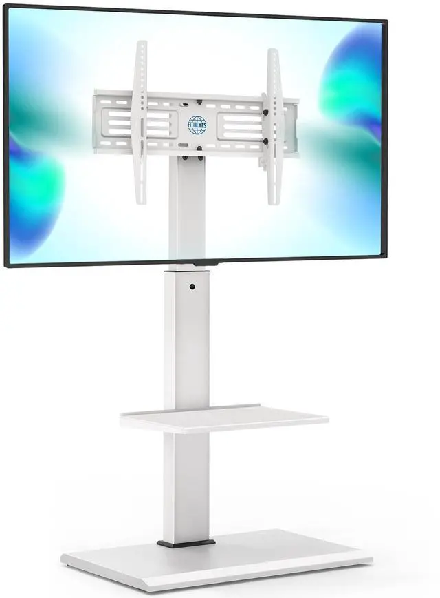 Main image of Floor TV Stands with Swivel Tilt Mount for 32 39 40 43 49 50 55 60 65 70 75 Inch LCD LED TVs with Iron Base Adjustable Shelf Universal Television Stands for Bedroom and Living Room (White)
